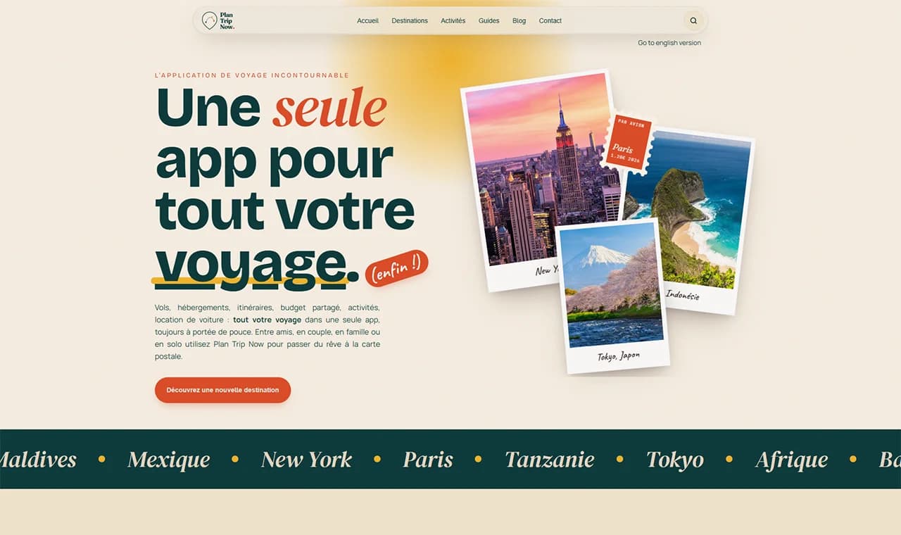 Aperçu de Plan Trip Now, application de gestion de voyage réalisée par 97 Digital Agency